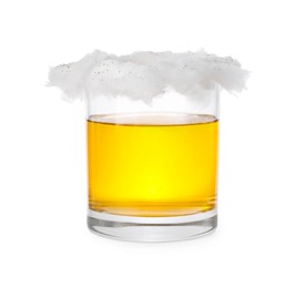Cotton candy cocktail in glass isolated on white