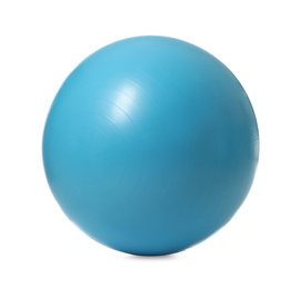 Photo of New blue fitness ball isolated on white