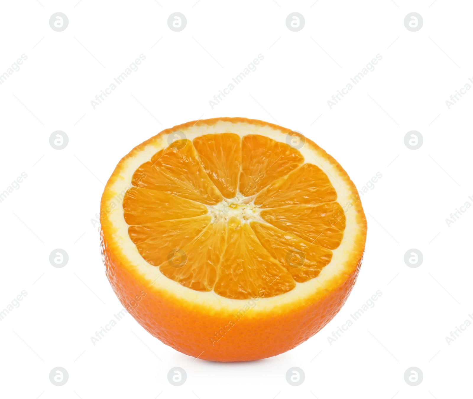 Photo of Half of ripe orange isolated on white