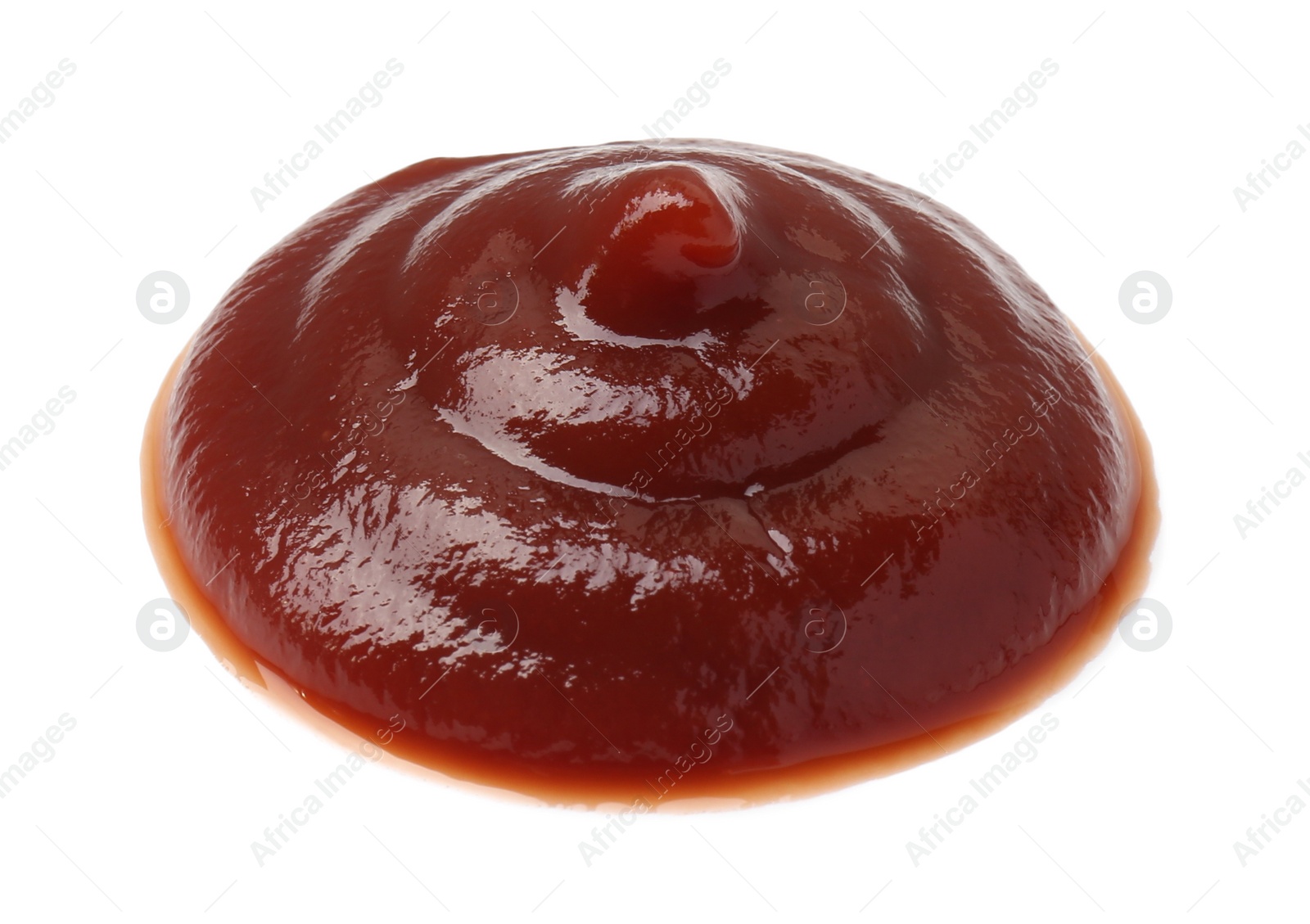 Photo of Sample of tasty barbecue sauce isolated on white