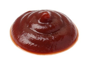 Photo of Sample of tasty barbecue sauce isolated on white