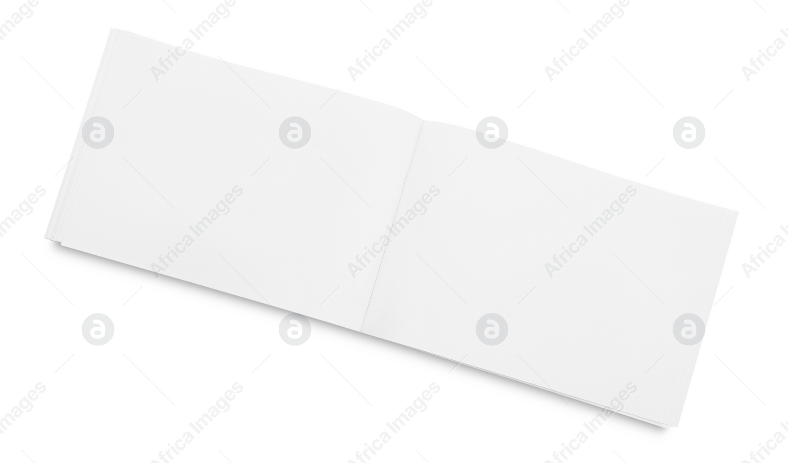 Photo of Open blank paper brochure isolated on white, top view. Mockup for design