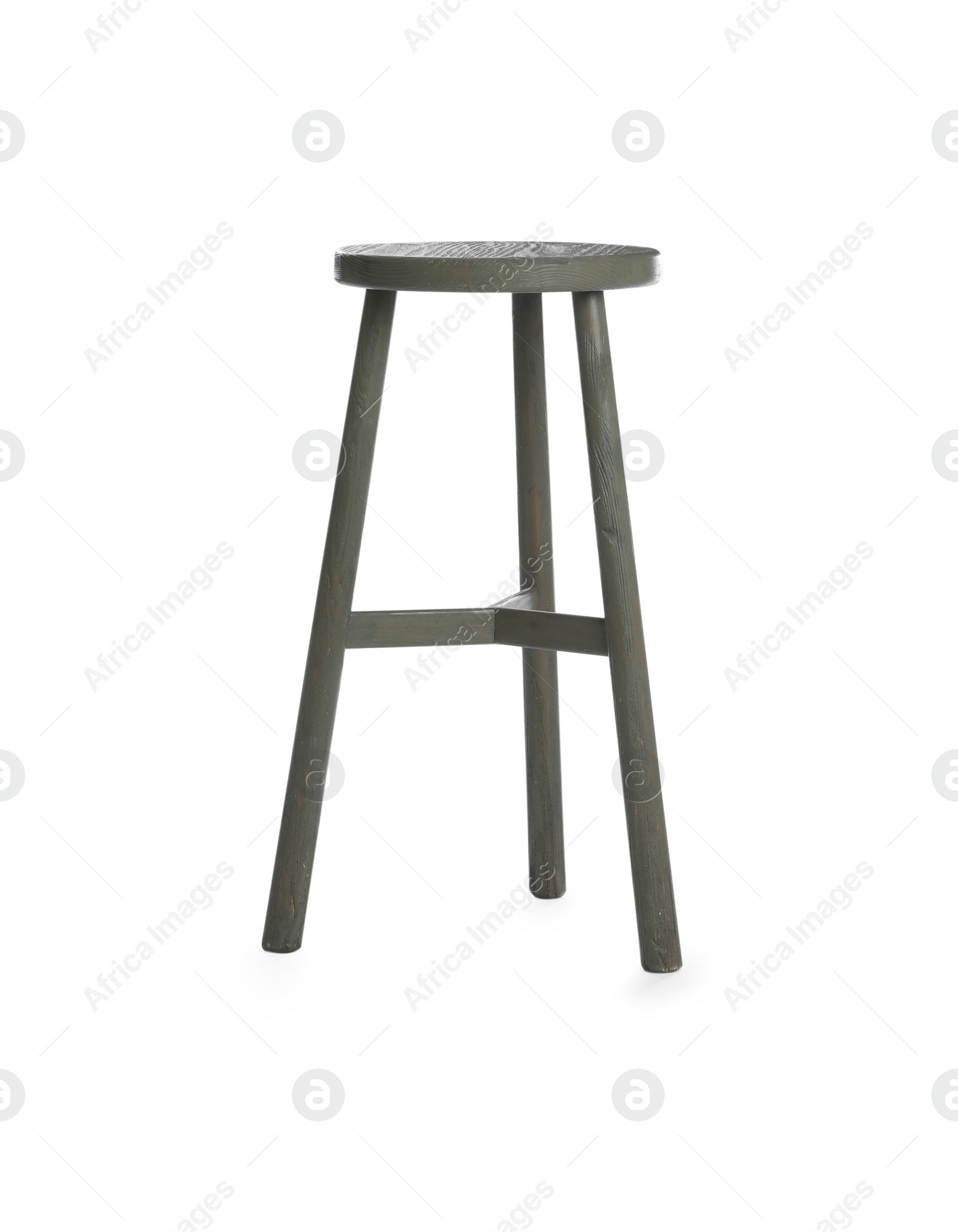 Photo of Stylish wooden stool isolated on white. Interior element