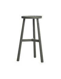 Photo of Stylish wooden stool isolated on white. Interior element