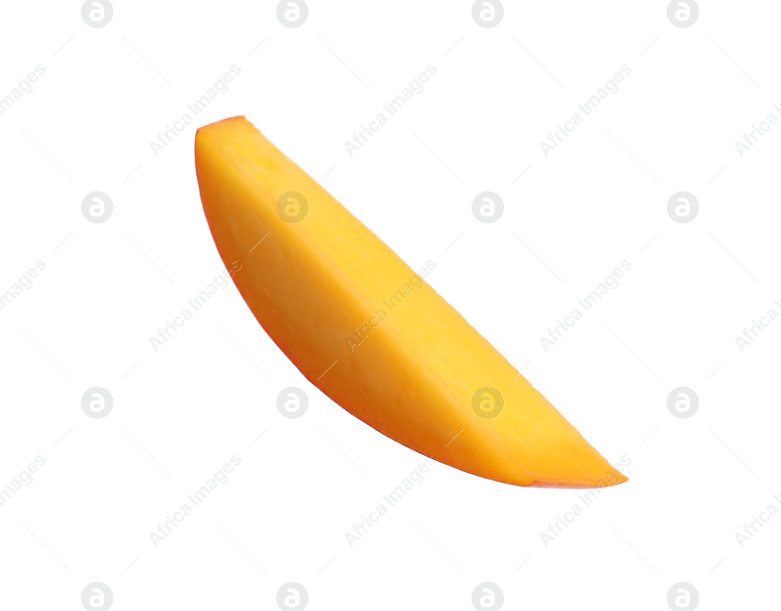 Photo of Fresh juicy mango slice on white background