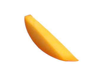 Photo of Fresh juicy mango slice on white background