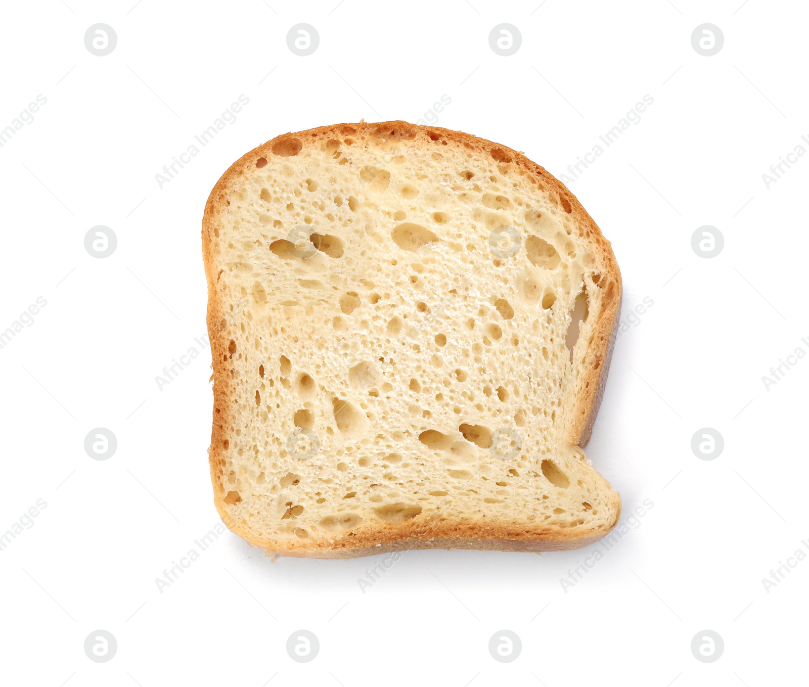 Photo of Slice of wheat bread isolated on white, top view