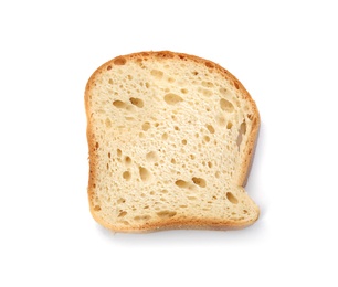 Photo of Slice of wheat bread isolated on white, top view