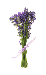 Photo of Beautiful fresh lavender bouquet isolated on white