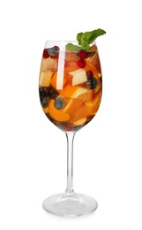 Photo of Glass of Red Sangria isolated on white