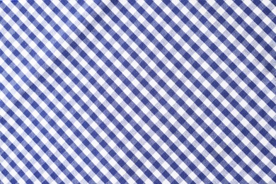 Photo of Blue checkered tablecloth as background, top view