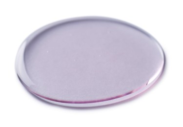 Photo of Sample of transparent shower gel on white background