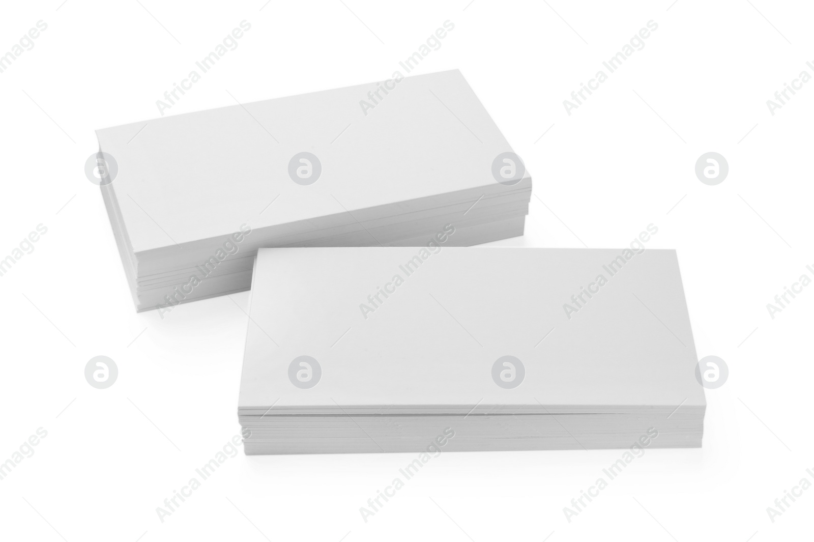 Photo of Blank business cards isolated on white. Mockup for design