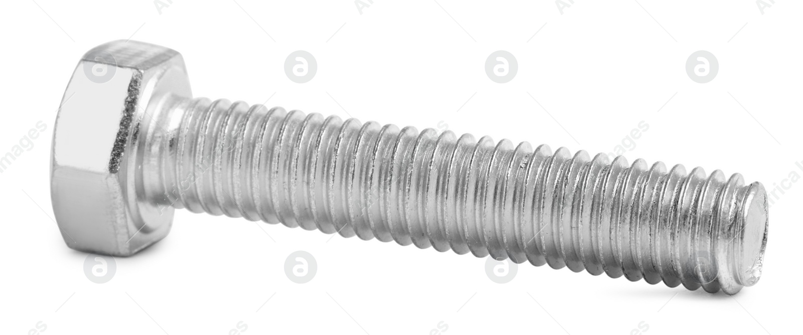 Photo of One metal hex bolt isolated on white