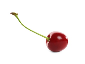 Photo of Delicious ripe sweet cherry on white background