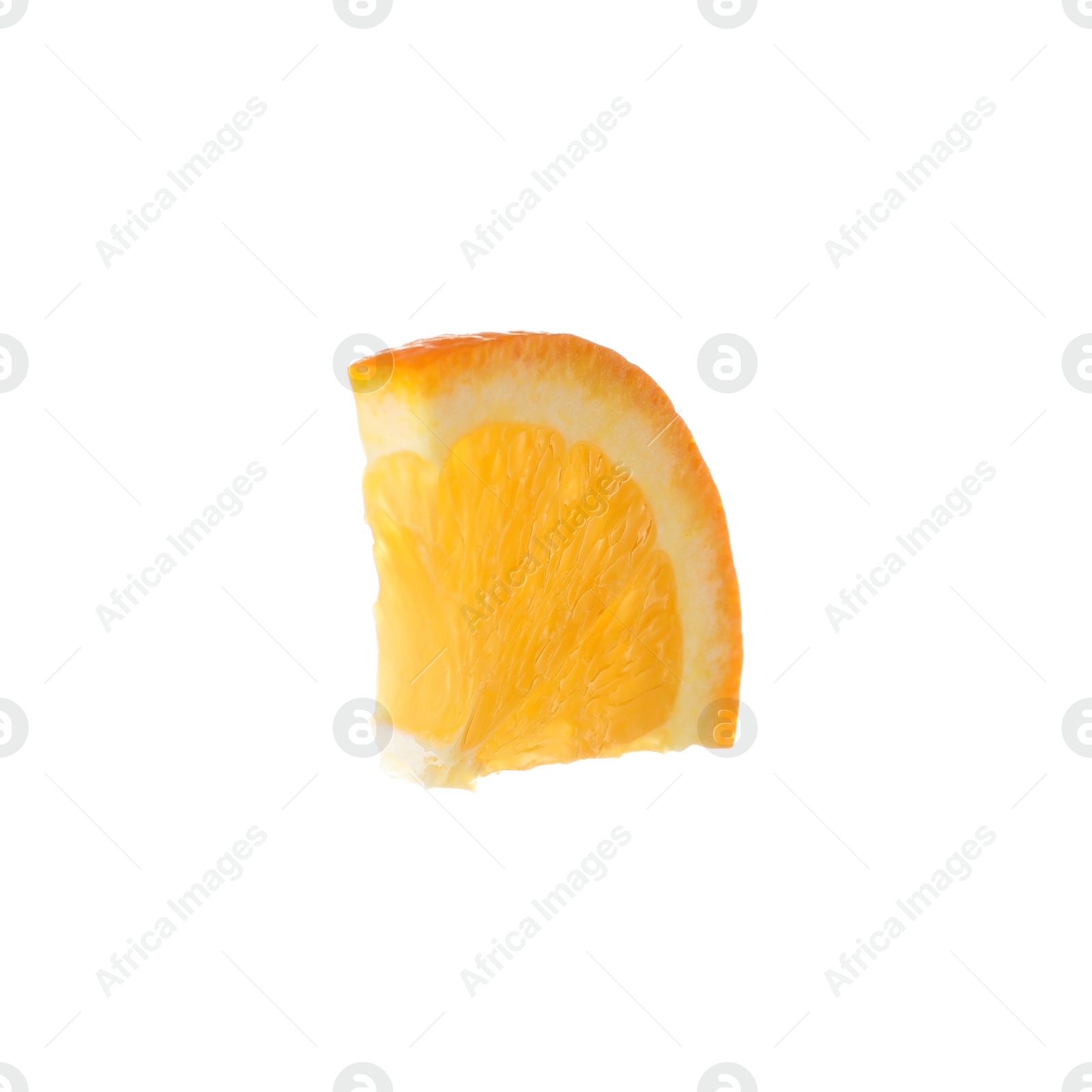 Photo of Slice of ripe orange isolated on white