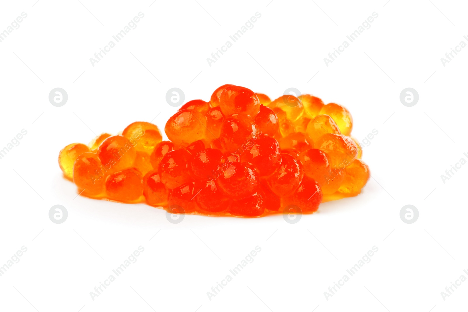 Photo of Pile of delicious red caviar isolated on white