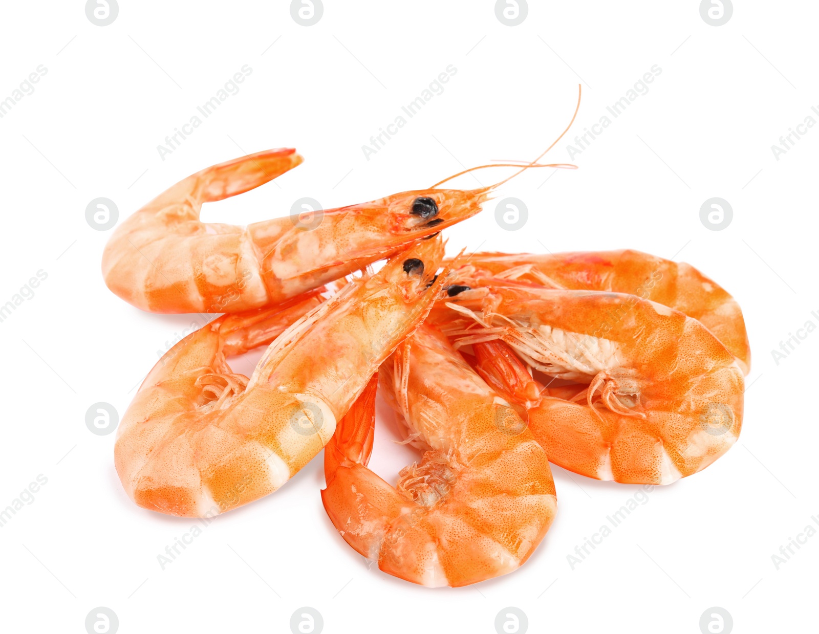 Photo of Delicious cooked whole shrimps isolated on white