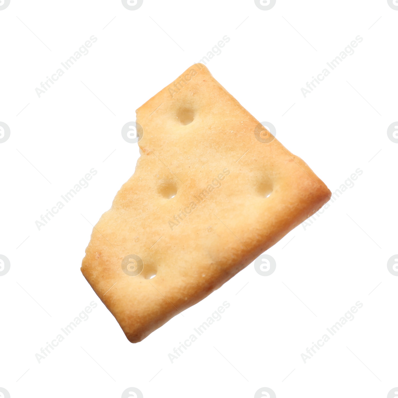 Photo of Piece of tasty cracker isolated on white