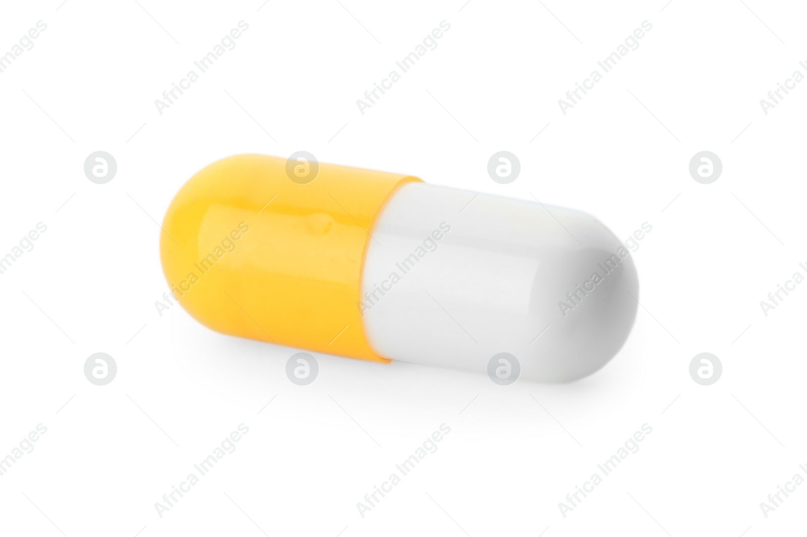 Photo of Color pill isolated on white. Medical treatment