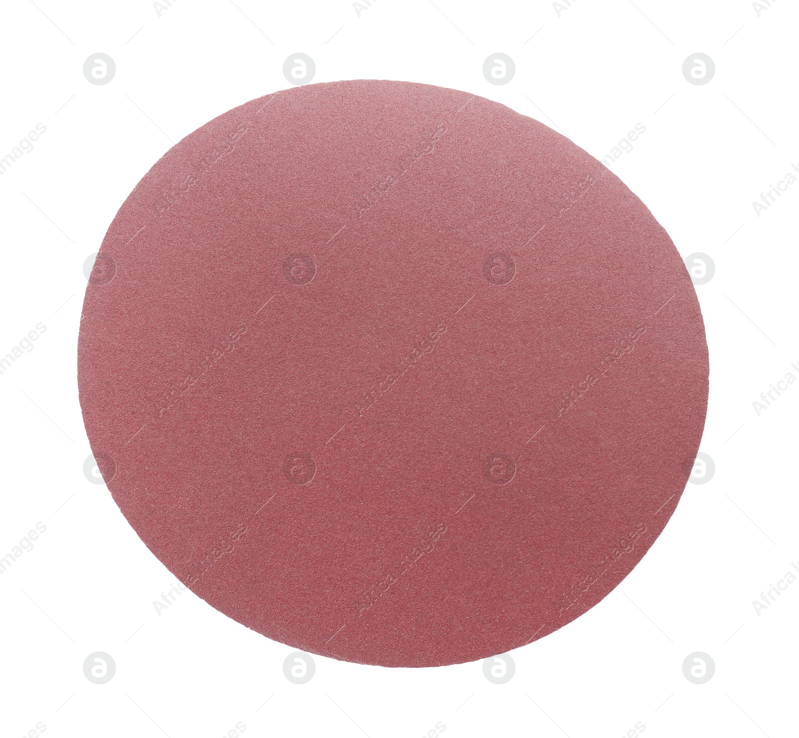 Photo of One coarse sandpaper disk isolated on white, top view