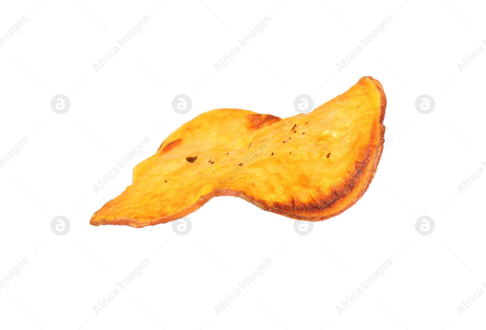 Photo of Tasty sweet potato chip isolated on white