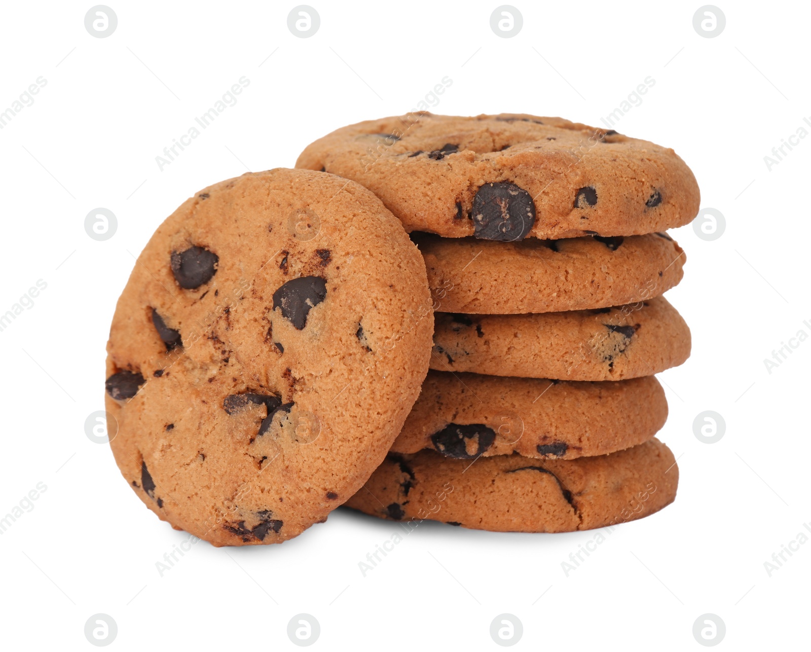 Photo of Delicious chocolate chip cookies isolated on white