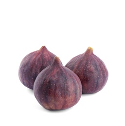 Photo of Tasty fresh fig fruits on white background