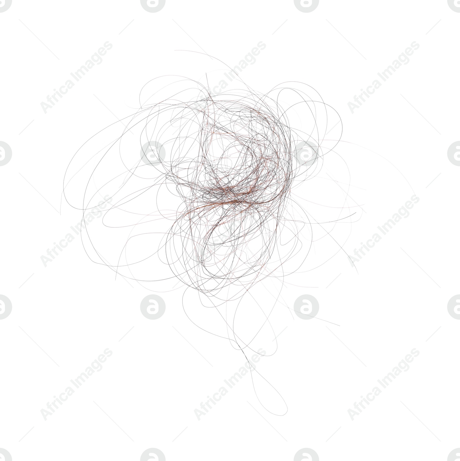 Photo of Pile of lost hair isolated on white, top view