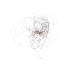 Photo of Pile of lost hair isolated on white, top view