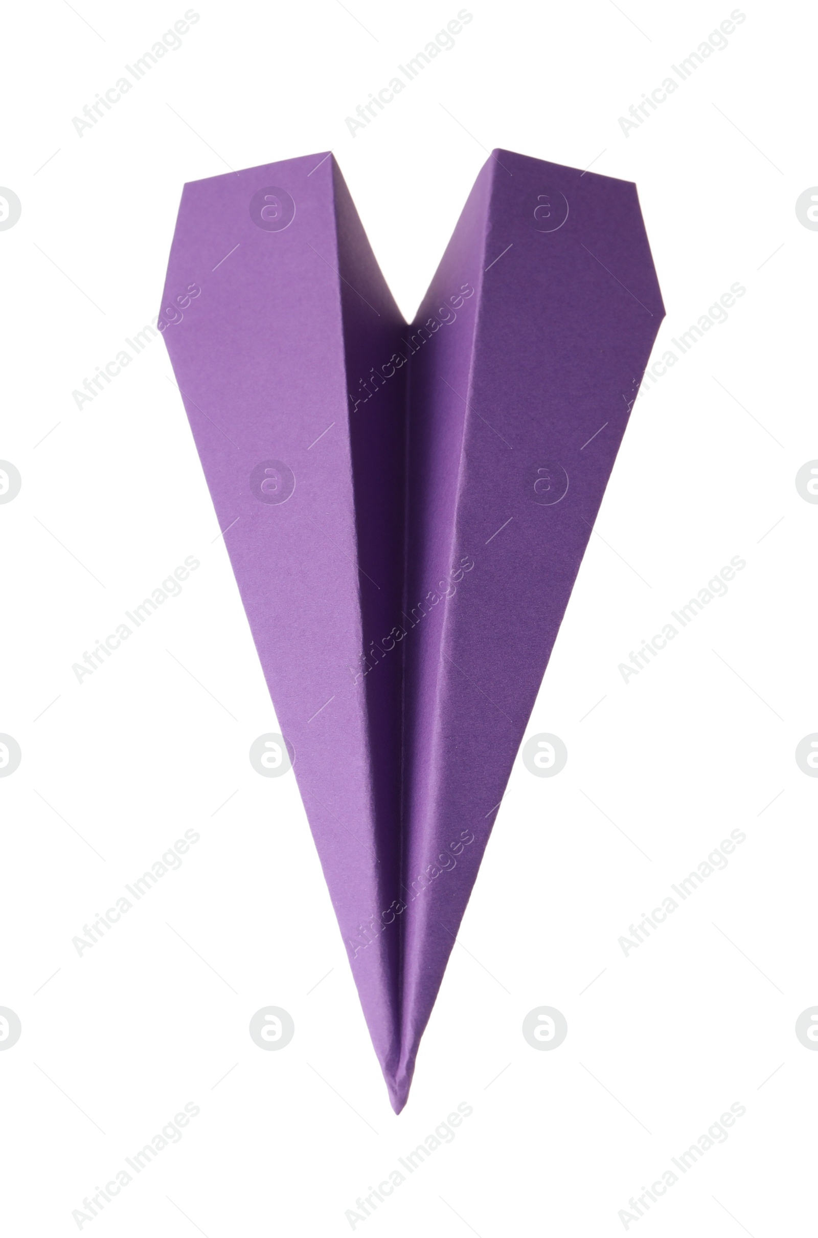 Photo of Handmade purple paper plane isolated on white