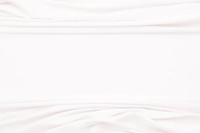 Image of Delicate white silk fabric as background, closeup