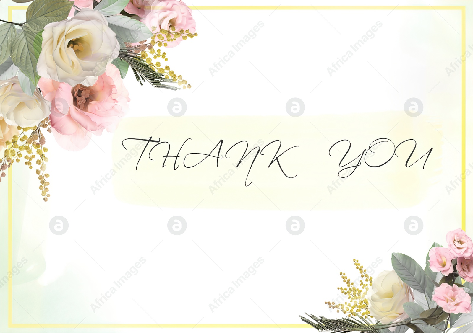 Illustration of Elegant gratitude card with floral design. Mockup