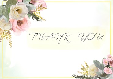 Illustration of Elegant gratitude card with floral design. Mockup