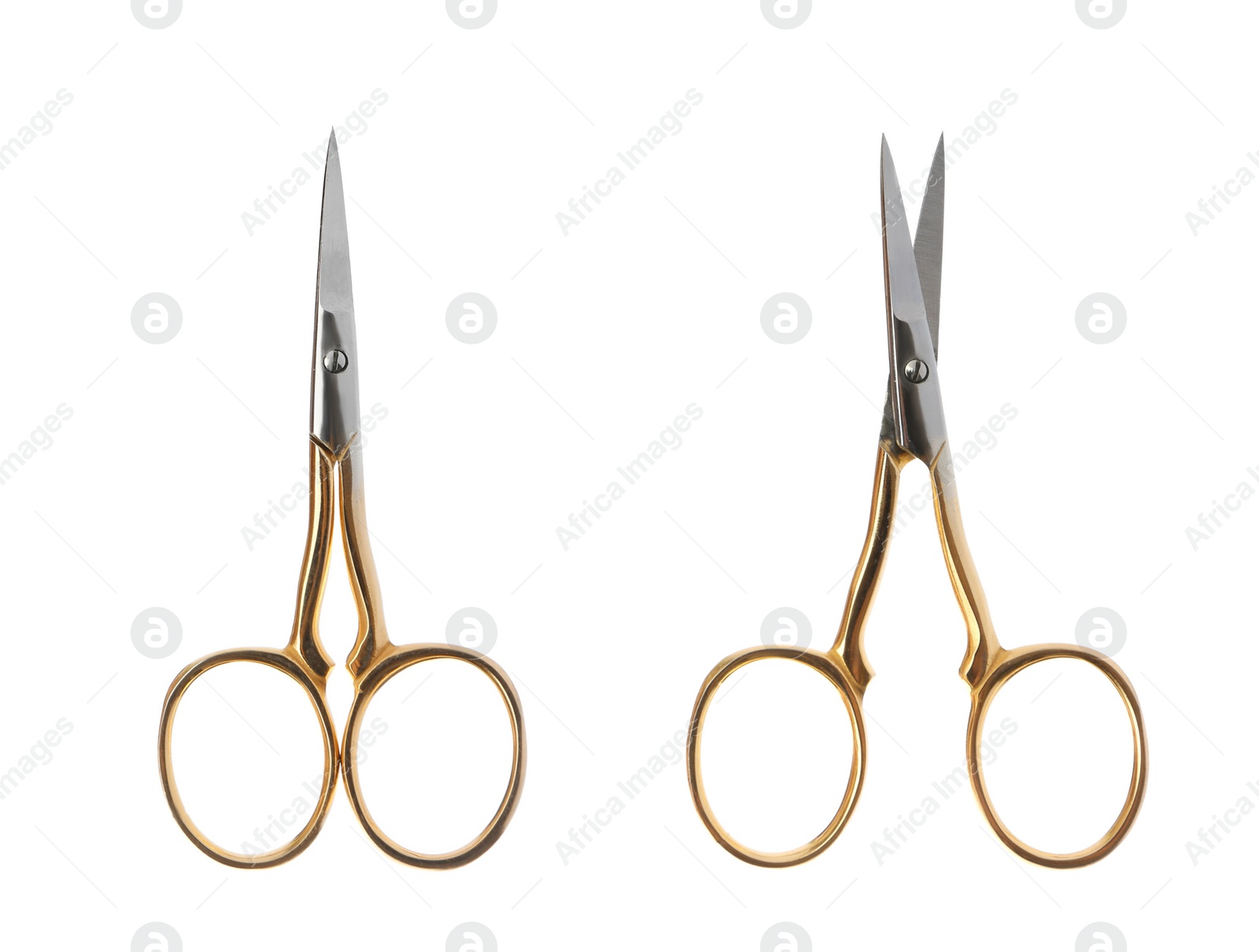 Image of Manicure scissors on white background, top view