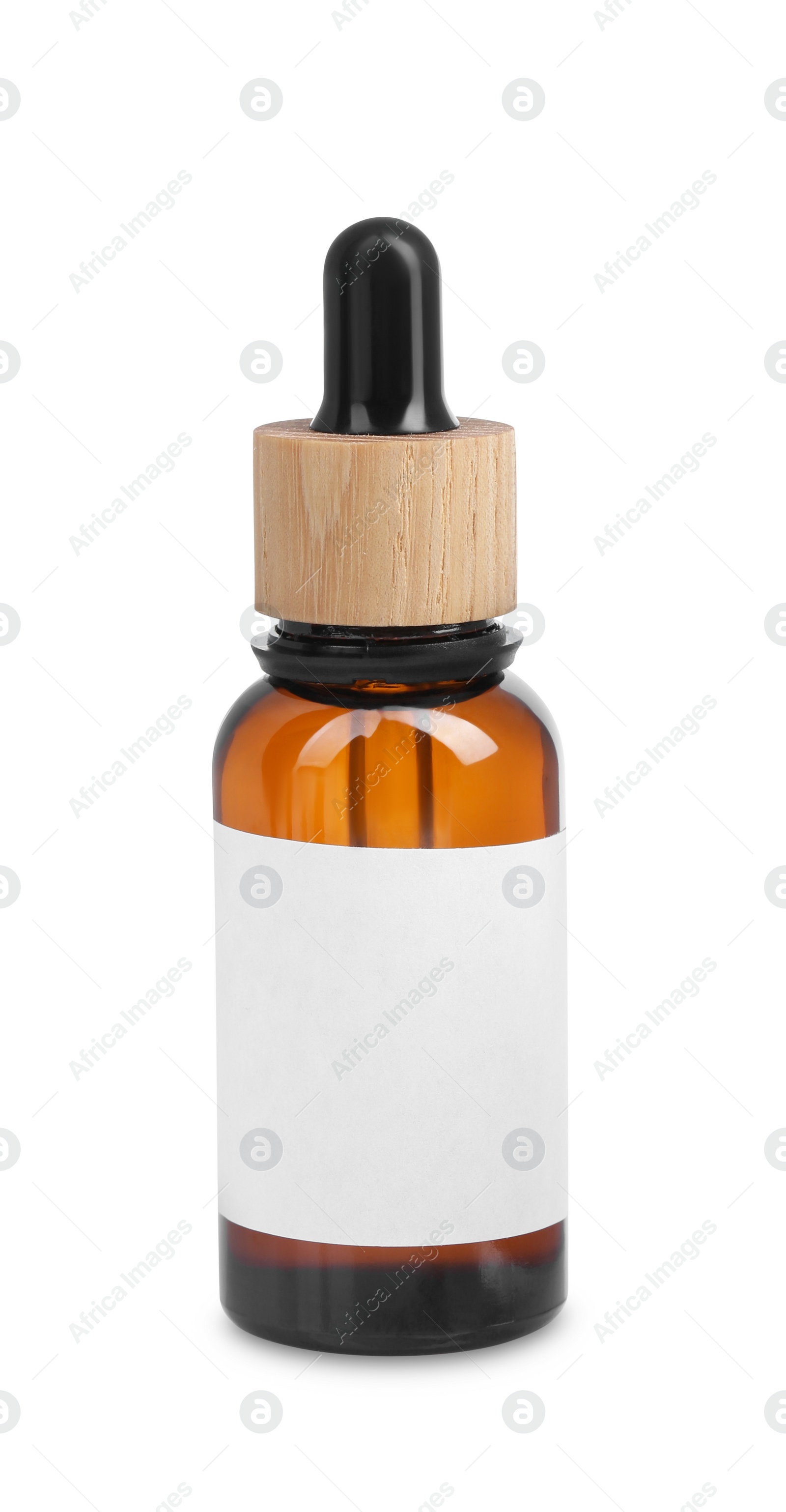 Photo of Brown bottle with tincture isolated on white