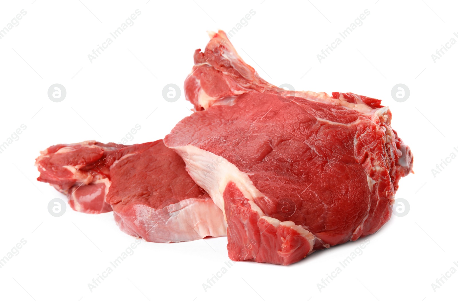 Photo of Fresh raw beef cut isolated on white