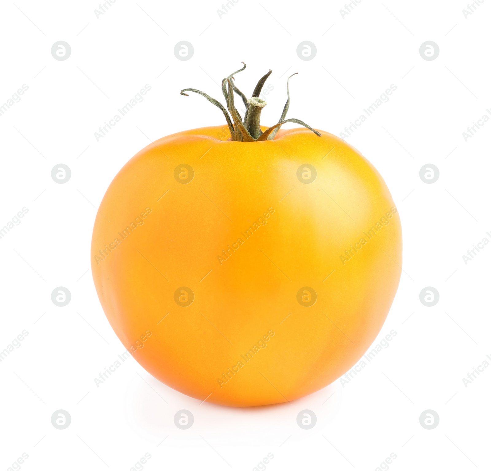 Photo of Fresh ripe yellow tomato isolated on white