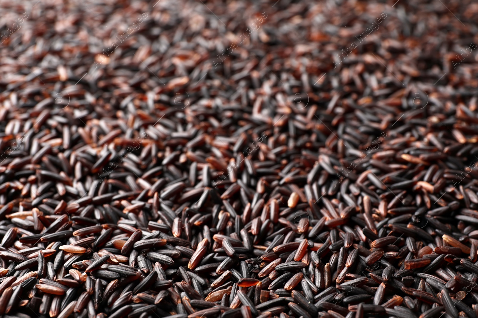 Photo of Raw brown rice as background, closeup view