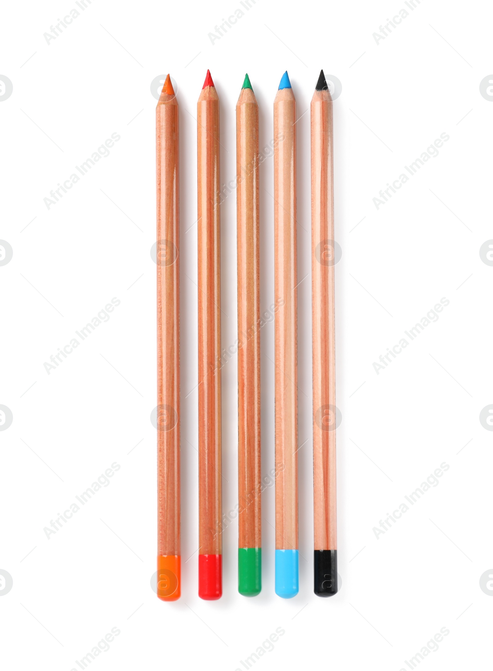 Photo of Many colorful pastel pencils isolated on white, top view. Drawing supplies