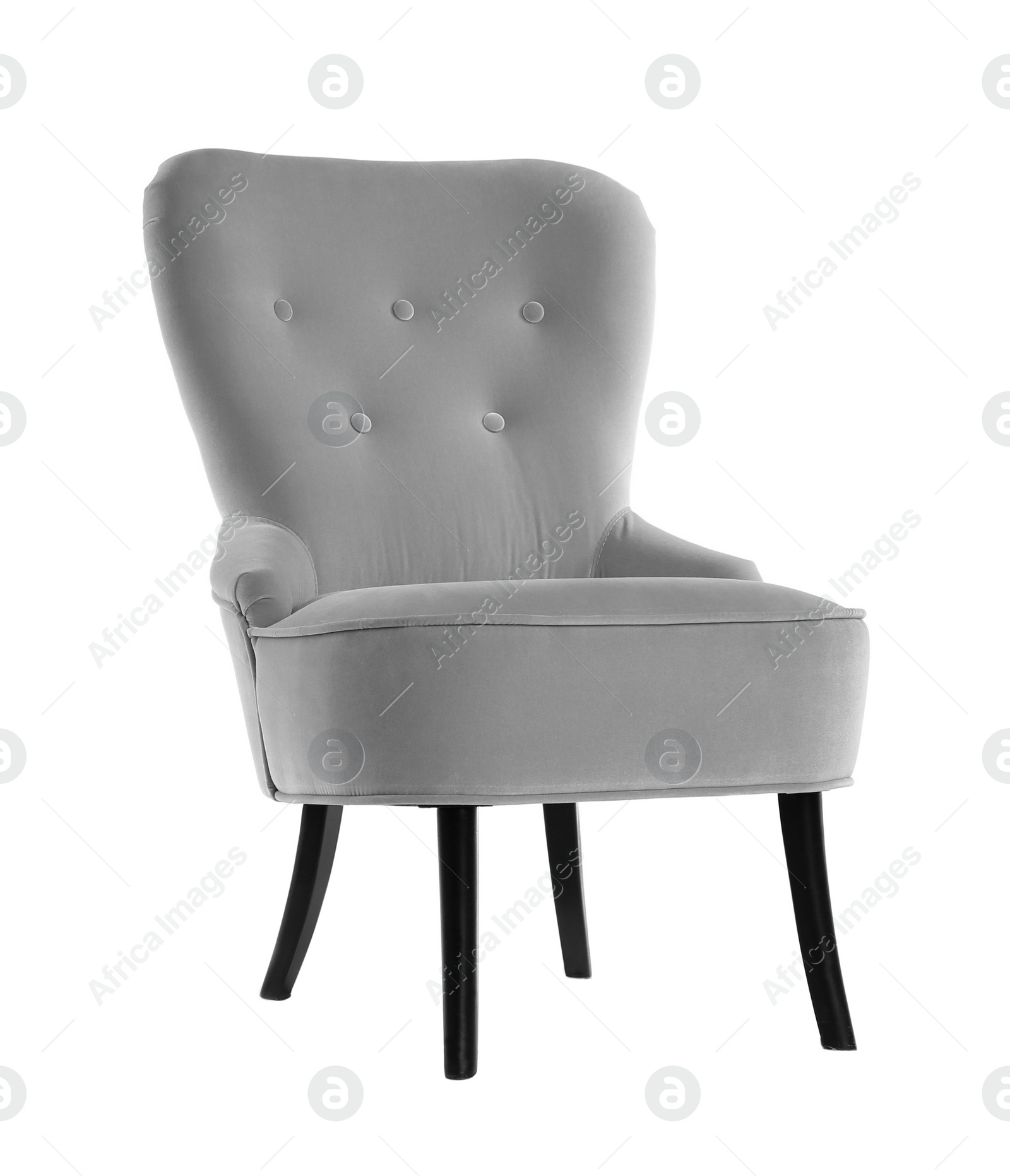 Image of One comfortable grey armchair isolated on white