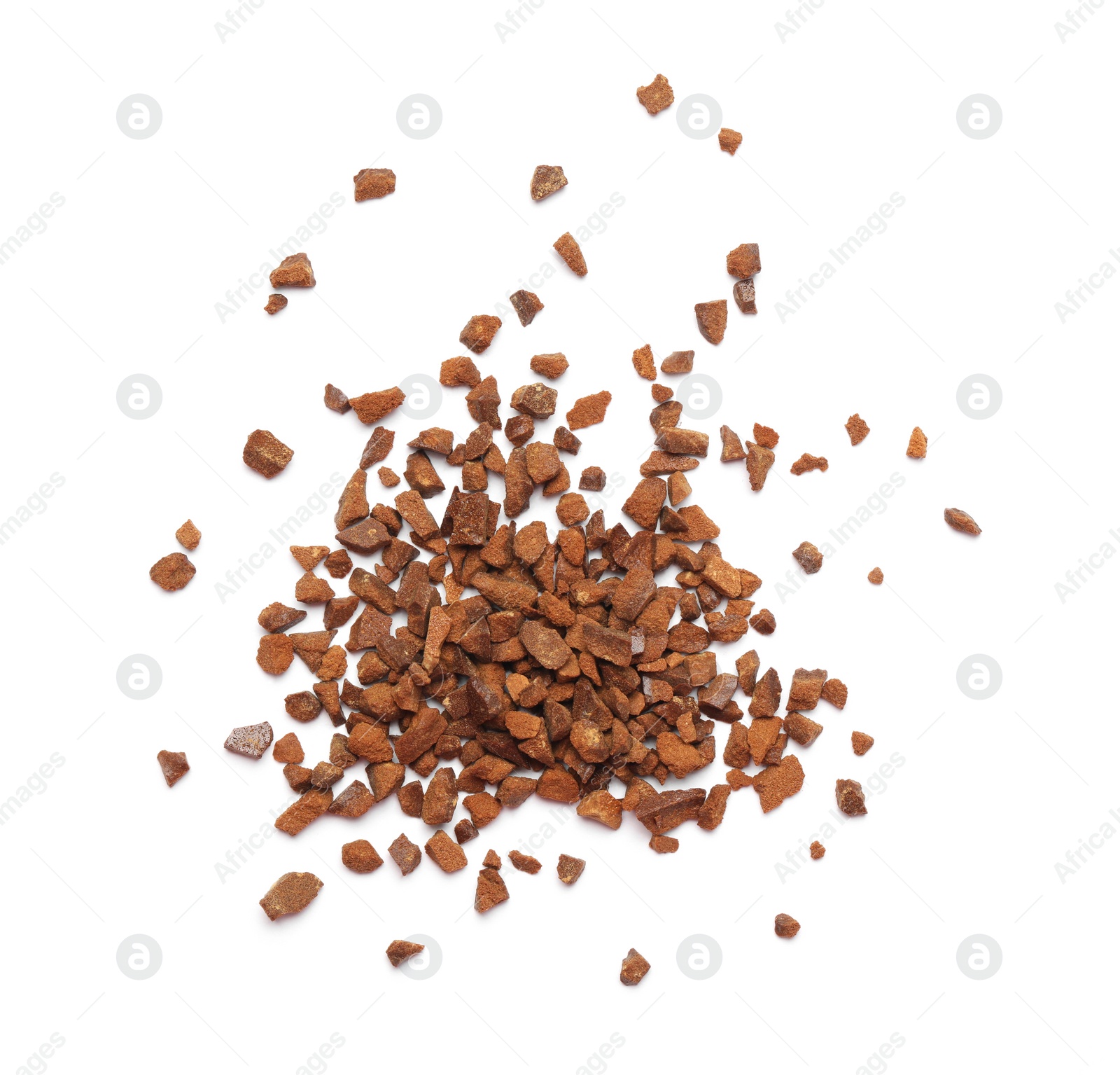 Photo of Pile of chicory granules isolated on white, top view