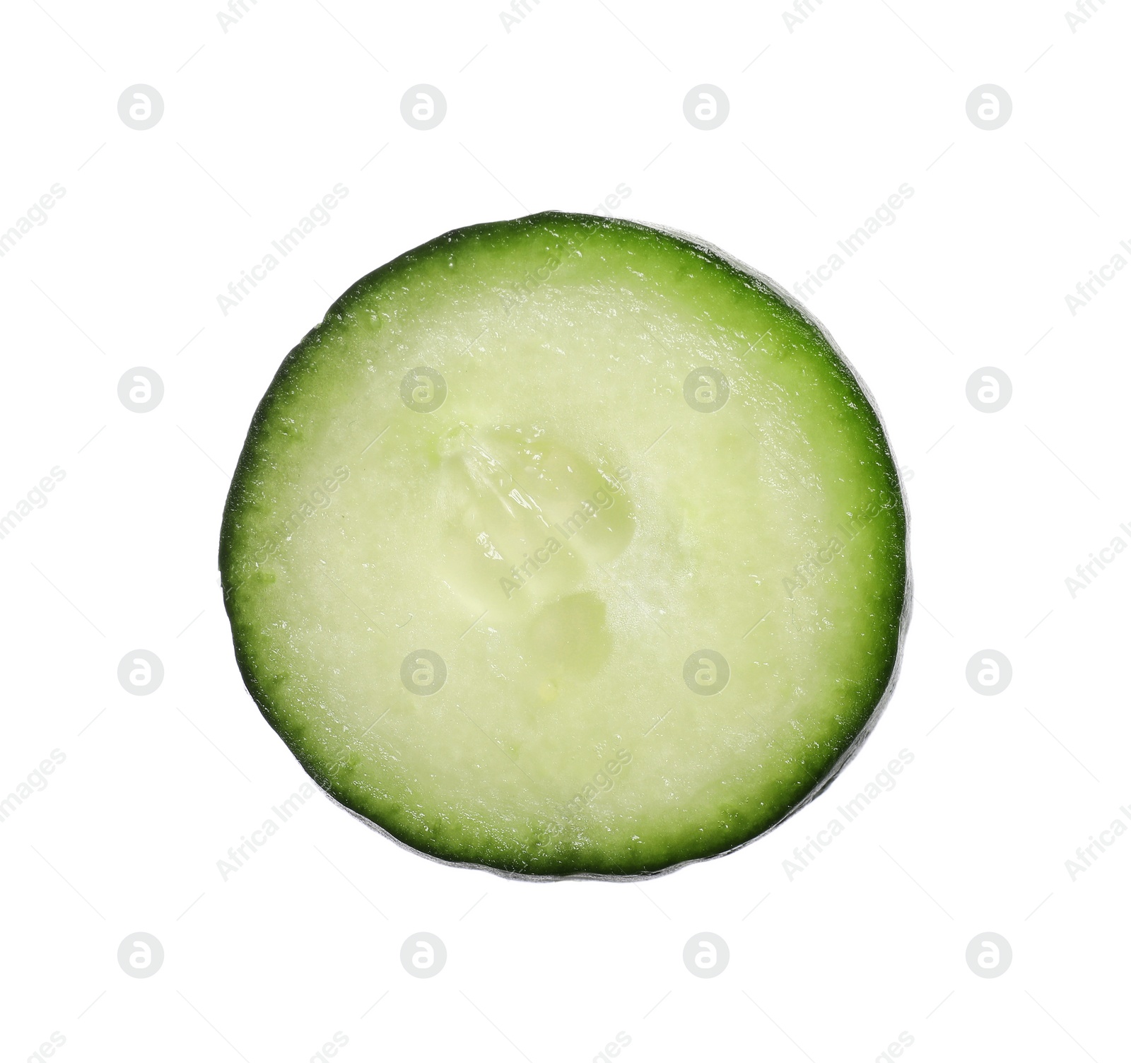 Photo of Slice of fresh cucumber isolated on white