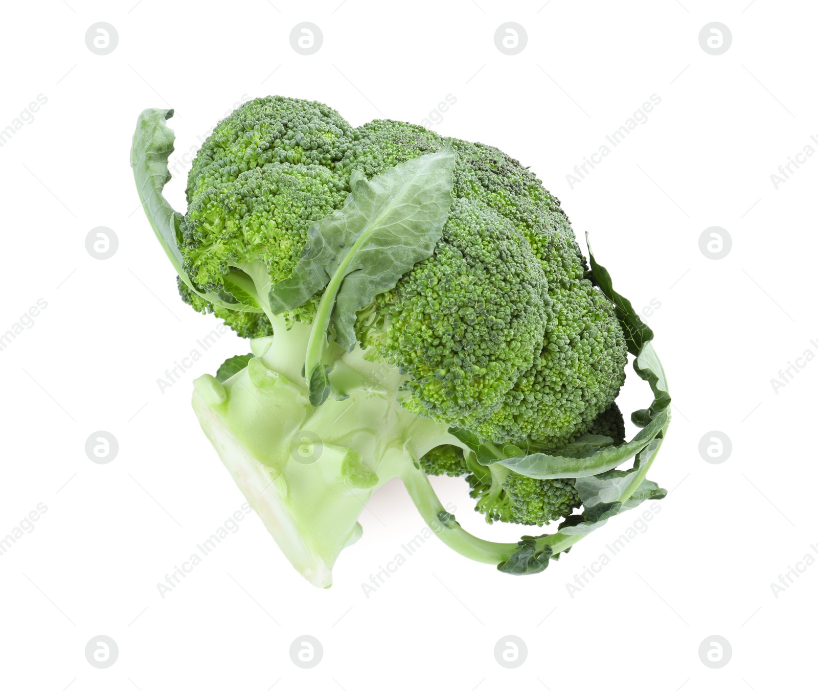 Photo of Fresh green broccoli isolated on white, top view. Organic food