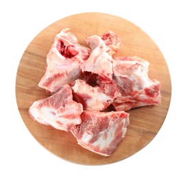 Raw meaty bones on white background, top view