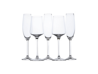 Set of different glasses isolated on white