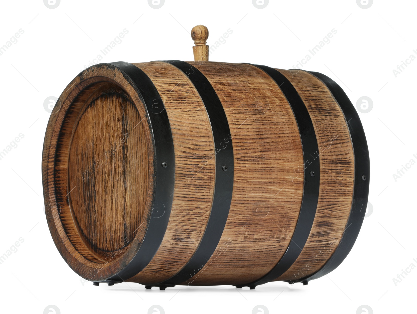 Photo of One traditional wooden barrel isolated on white