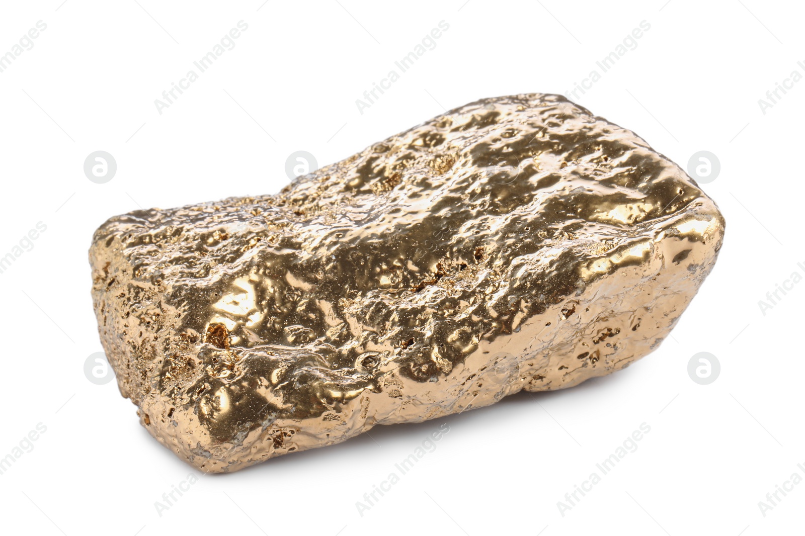 Photo of One beautiful gold nugget isolated on white