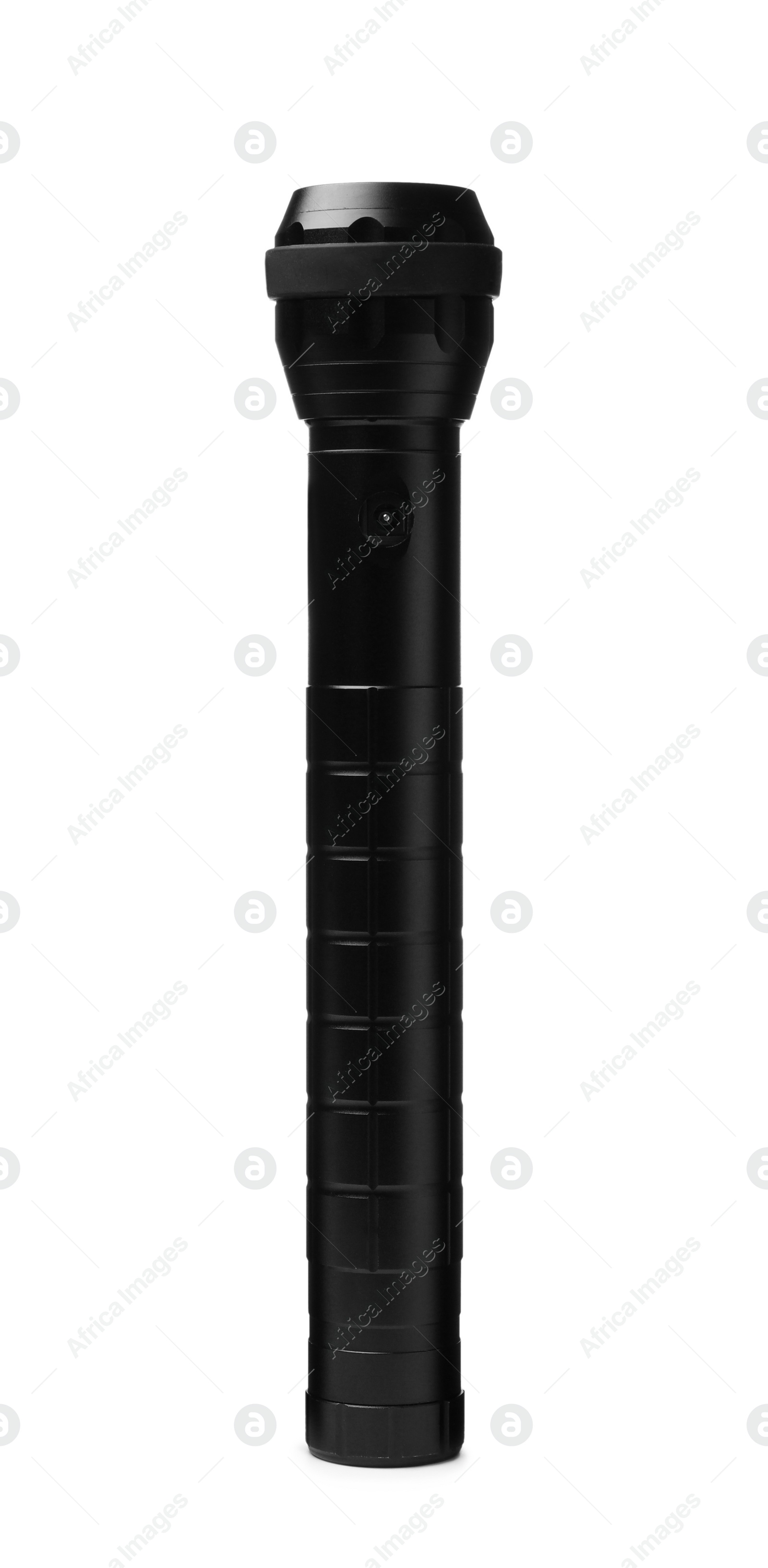 Photo of Modern tourist flashlight isolated on white. Camping equipment