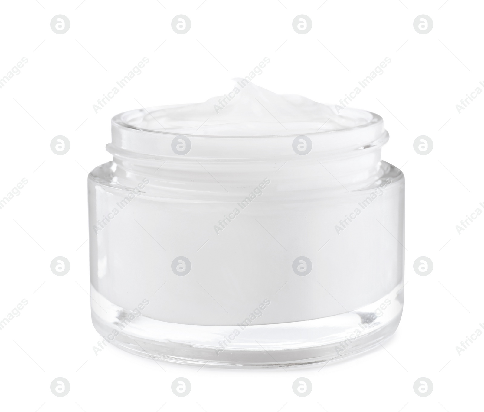 Photo of Cream in glass jar isolated on white